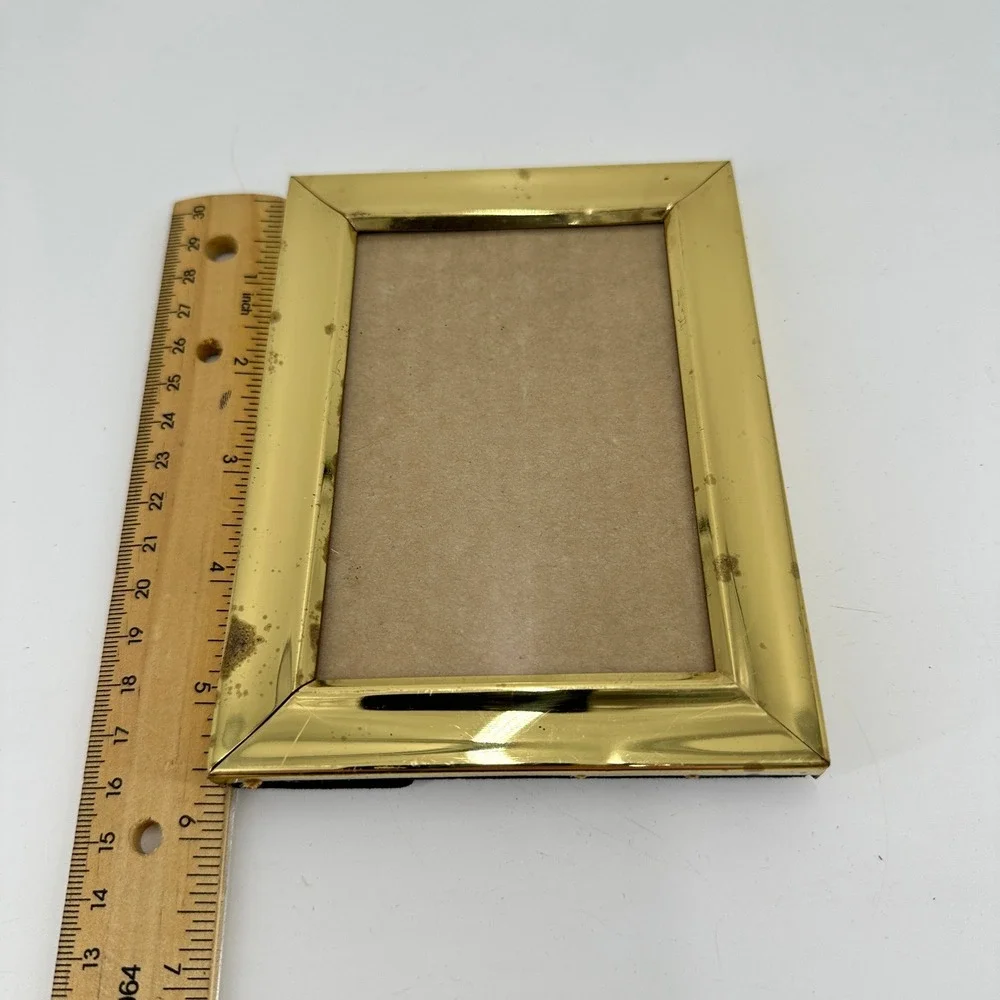 Vintage Gold Tone Metal 4x6 Picture Frame Polished Wide Border Easel Back